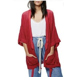 NWOT Free People Beach House Brunch Cardi Cardigan Sweater Top XS S Raspberry